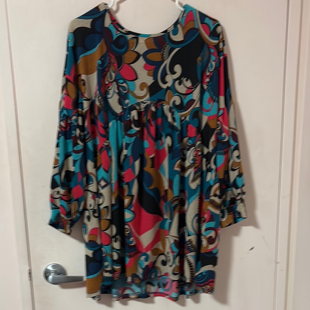 Colorful Patterned Long Sleeve Dress